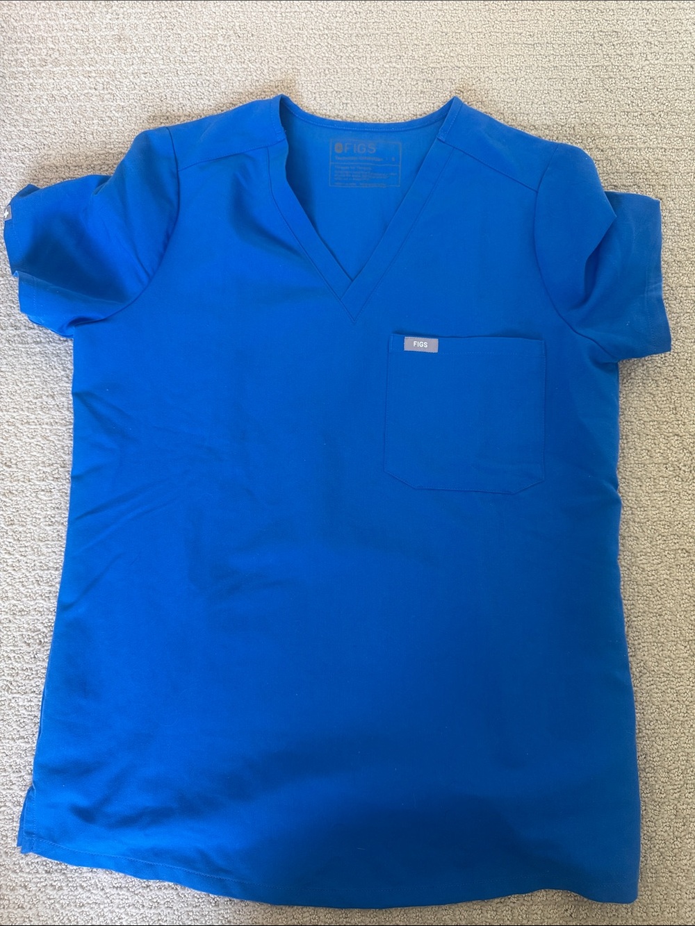 Figs Blue V-Neck Medical Scrub Top